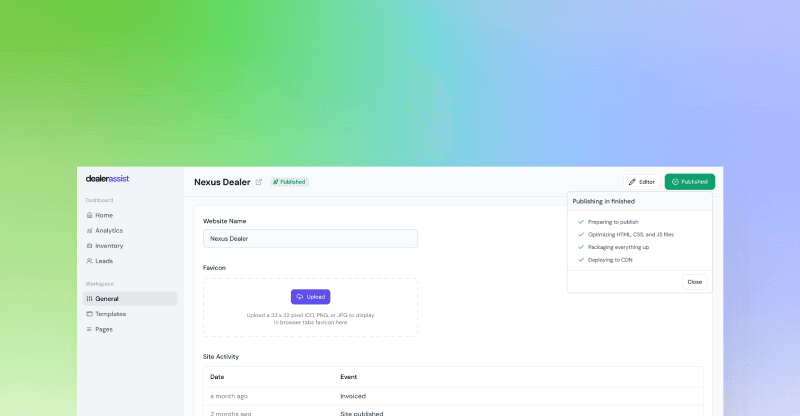 Step 4: Launch your site - DealerAssist setup illustration
