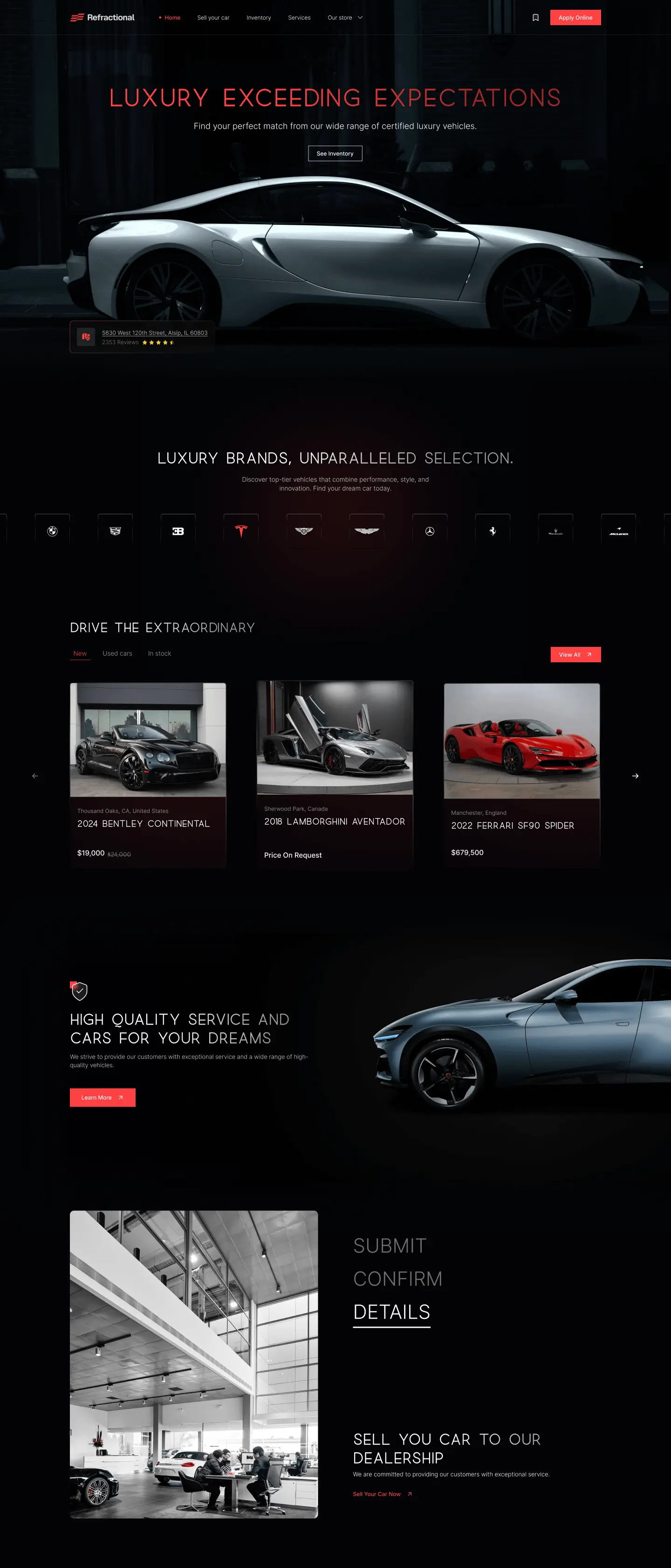 Customizable dealership website template 1